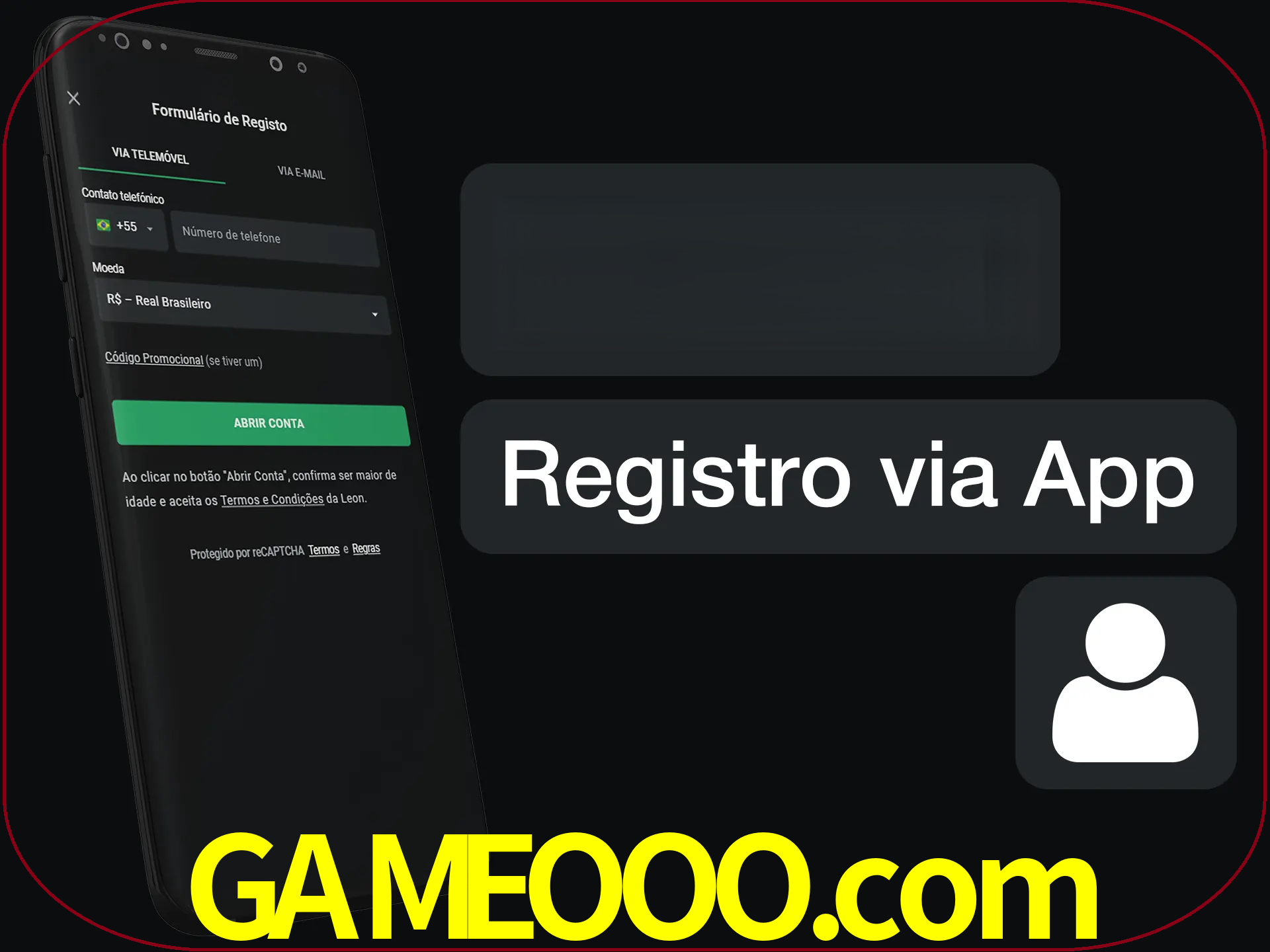 Registre-se com duas etapas usando o aplicativo.