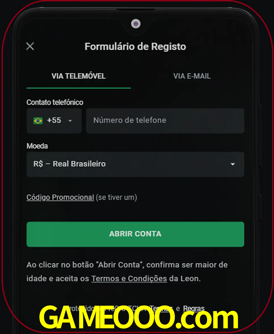 Abra o aplicativo e inicie o processo de registro.